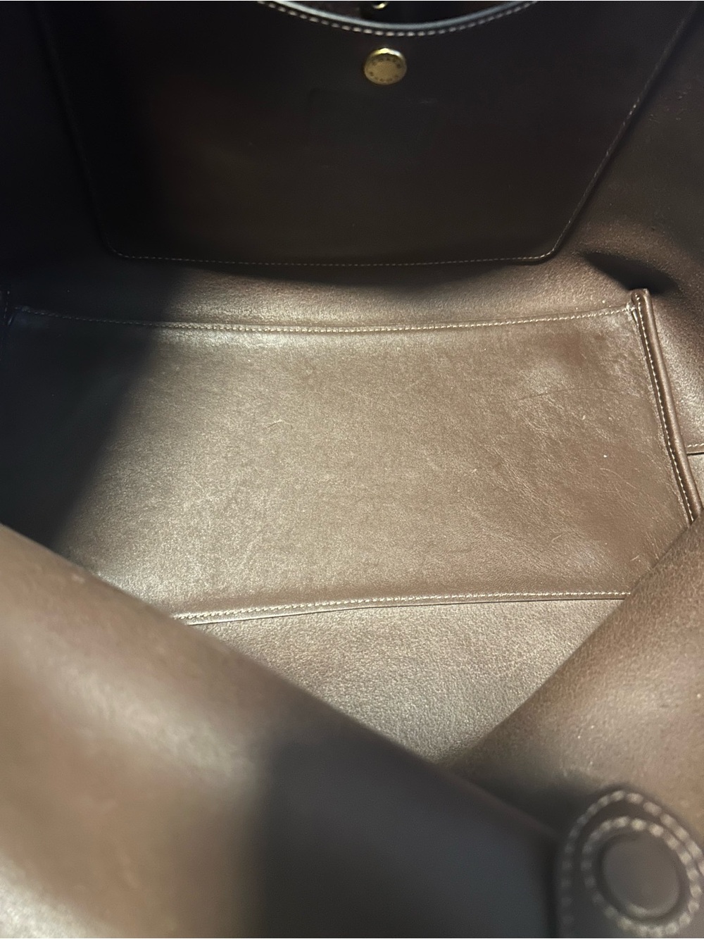 Coach Brown Leather Tote with Gold-Tone Accent - Picture 5 of 6